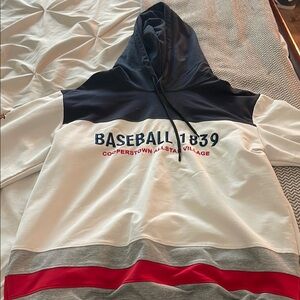 Baseball Cooperstown 1839 Hoodie in White and Navy